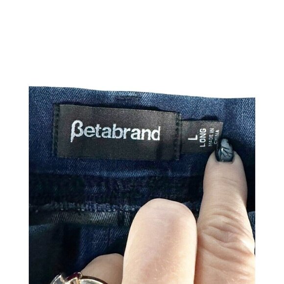 Betabrand Women's Sz Large Long Dark Blue Pull On Bootcut Denim Jeans - Picture 5 of 8